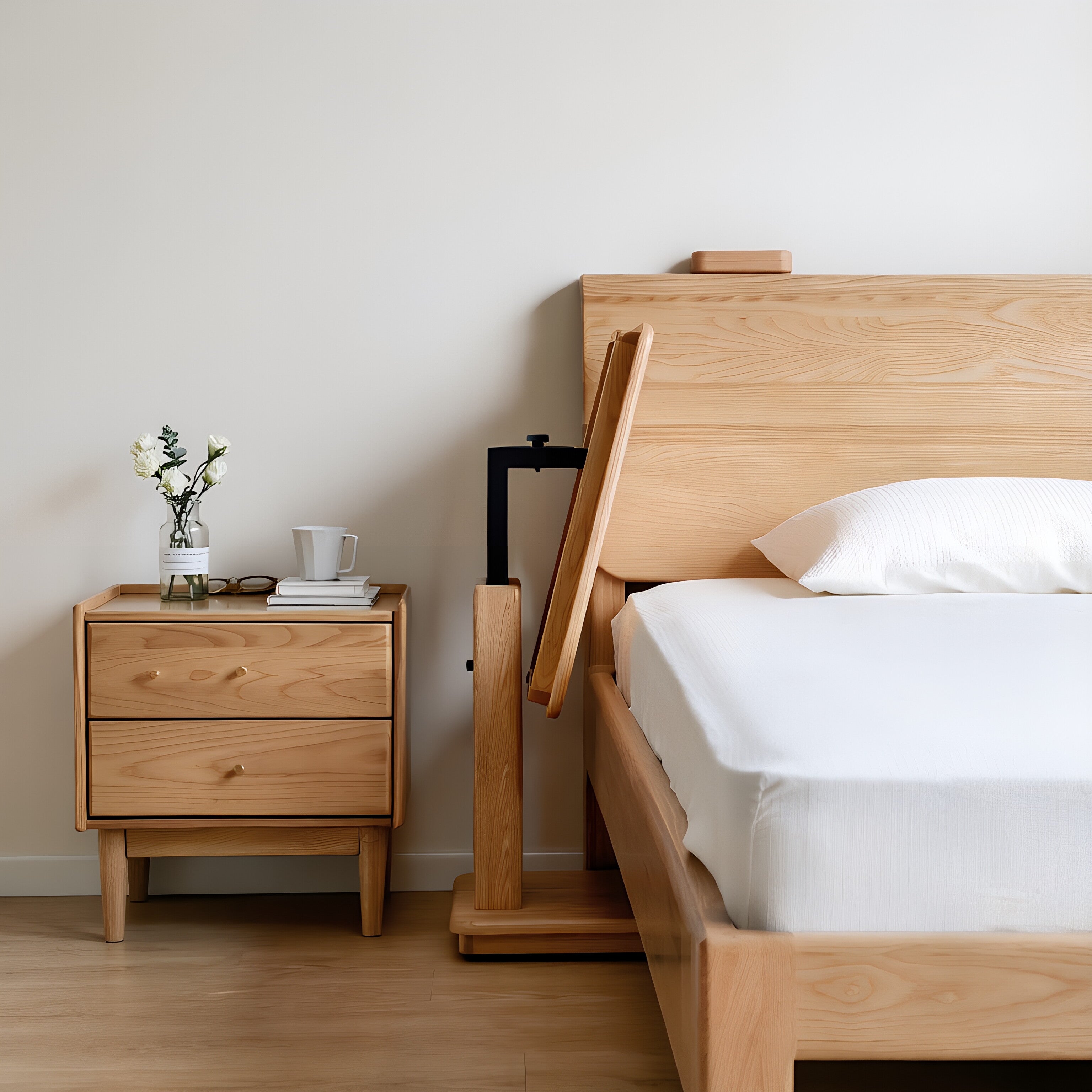 Height-Adjustable Wooden Tray Desk