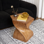Sculptural Twisted Solid Wood Side Table