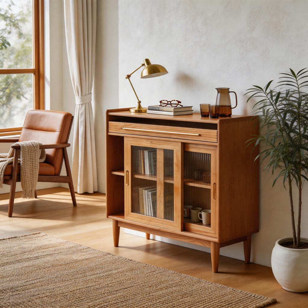 Glass-Door Wood Cabinet