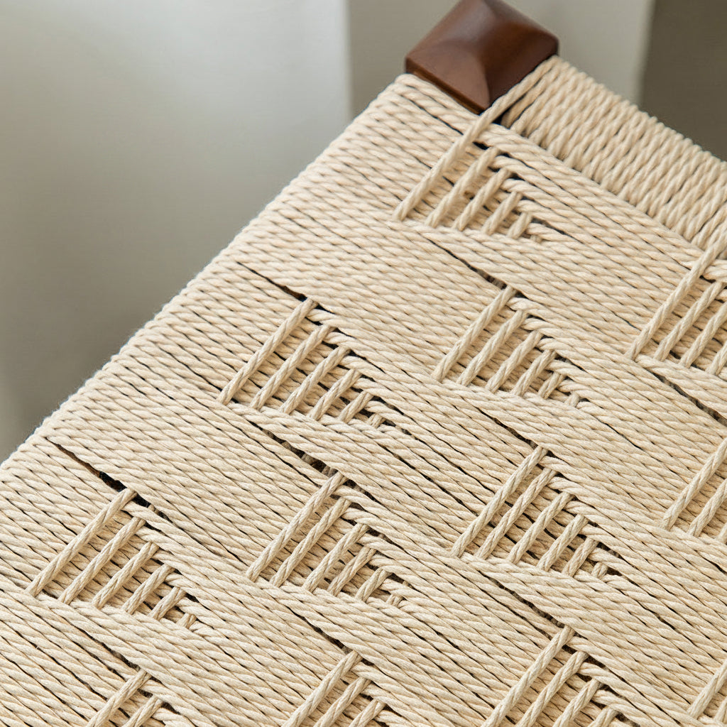 Handwoven Paper-Rope Stool – Barley-Twist Wooden Frame