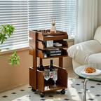 Modular 4-Tier Wooden Rolling Cart