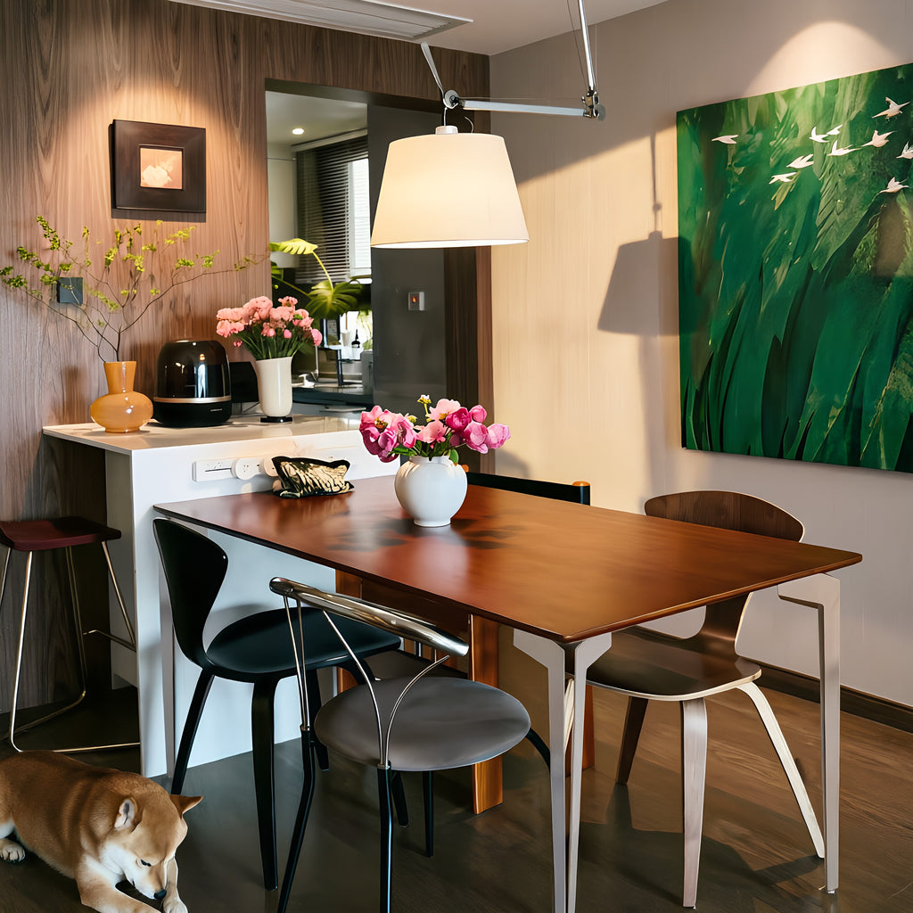 Mid-Century Modern Solid Wood Multi-Functional Dining Table