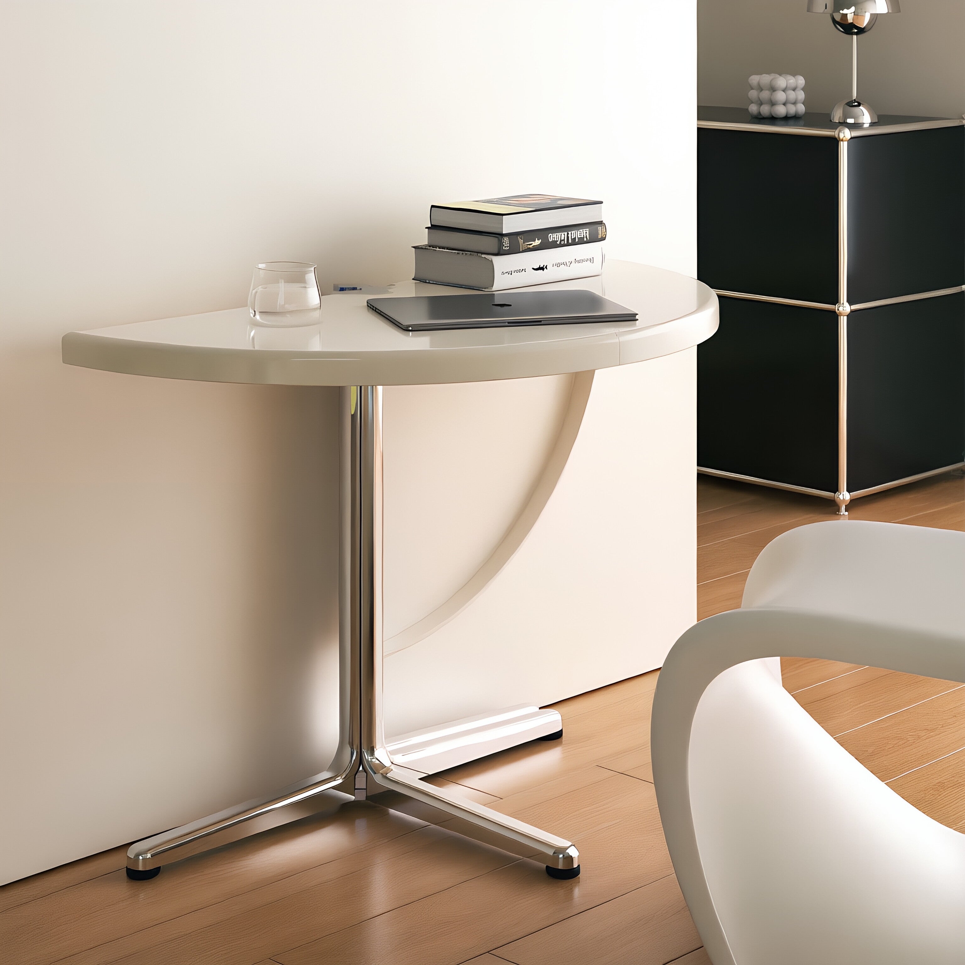 Cross-Base Semicircular Multi-Use Corner Table