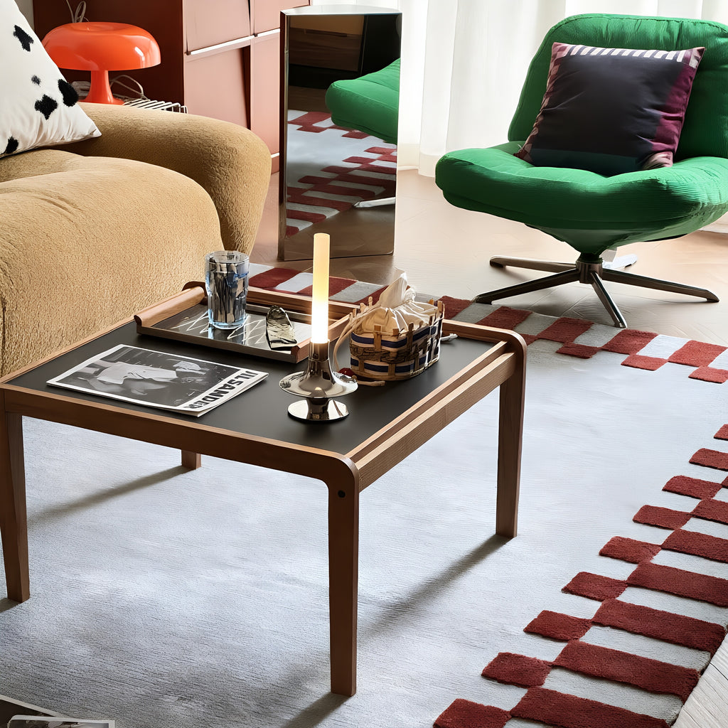 Scandinavian Minimalist Wooden Square Accent Table with Colored Top