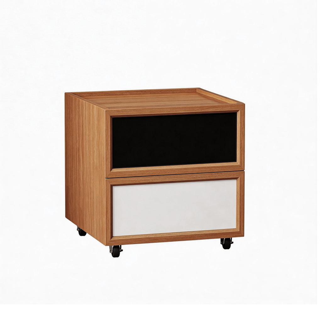 Two-Tone Wheeled Nightstand