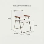 Chrome Folding Armchair with Wood Arms & Leatherette