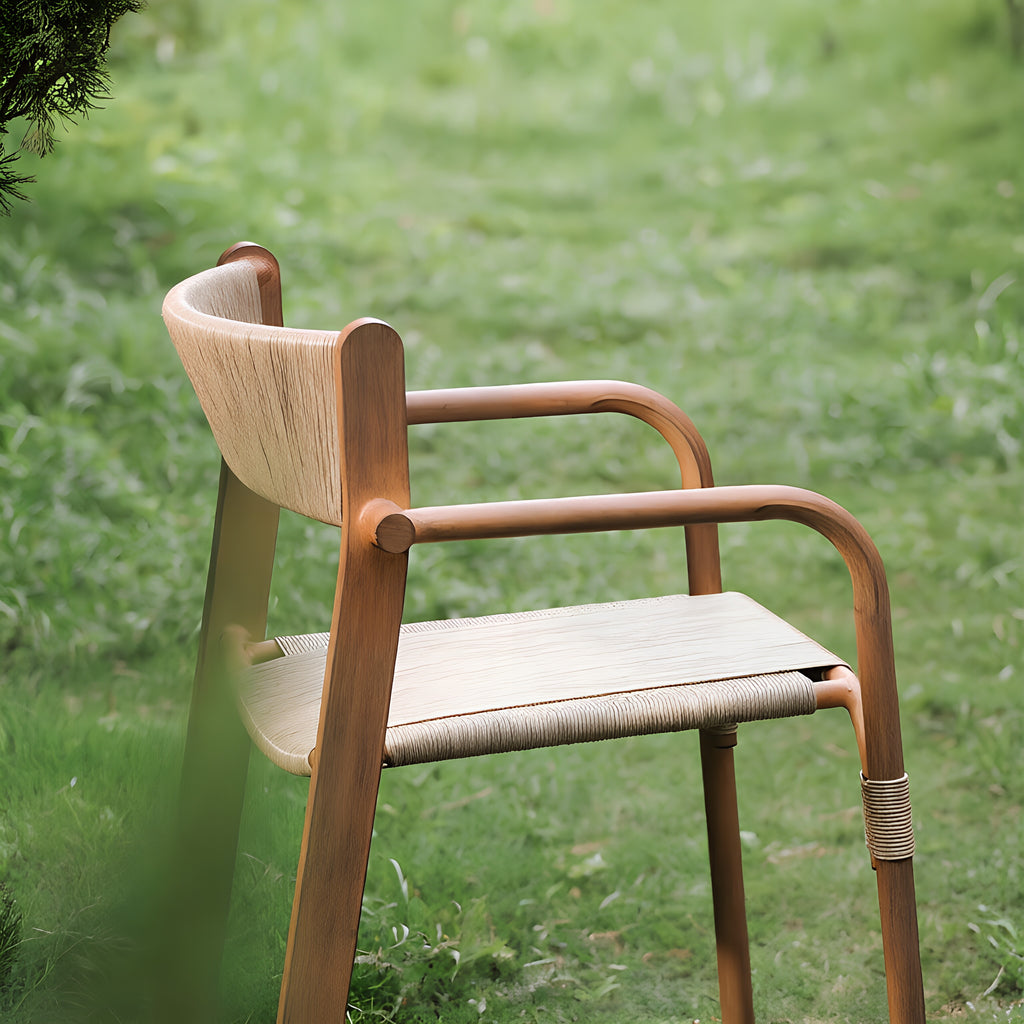 Aluminum Frame Armchair with Handwoven Paper Cord Seat & Back