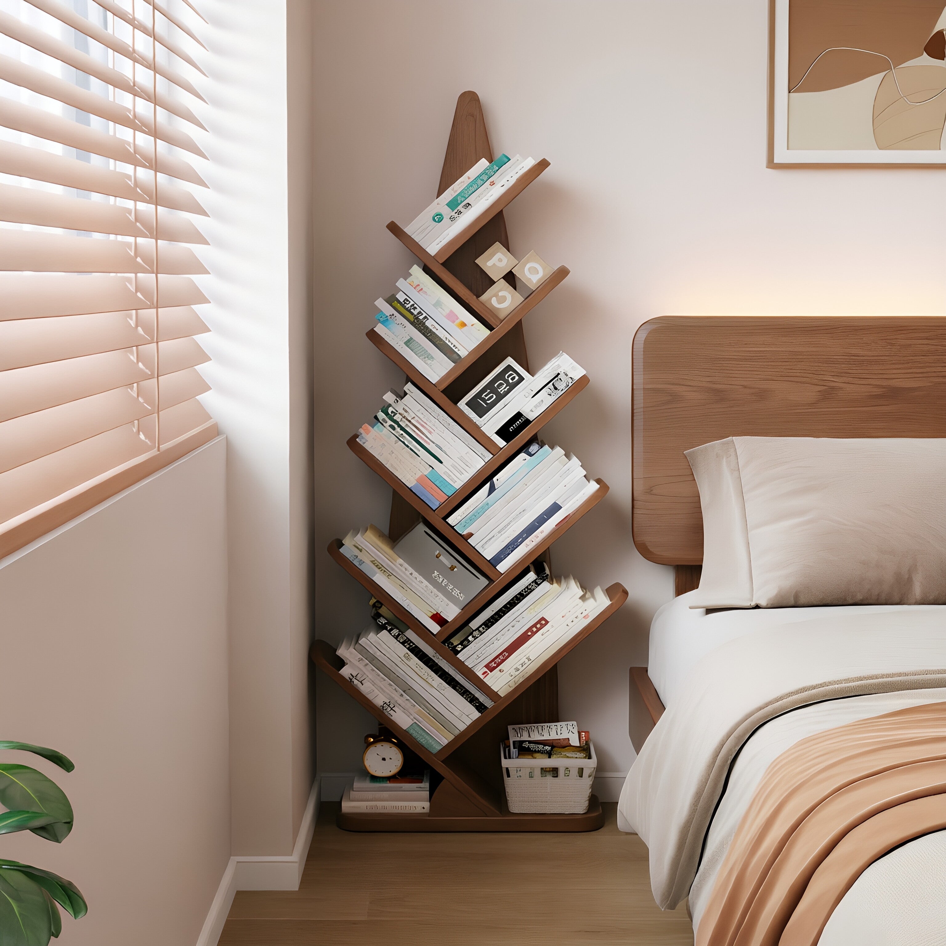Z-Form Zoned Solid Wood Bookshelf