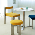 Quadra Stool – Minimalist Metal Frame Stool with Cushioned Round Seat