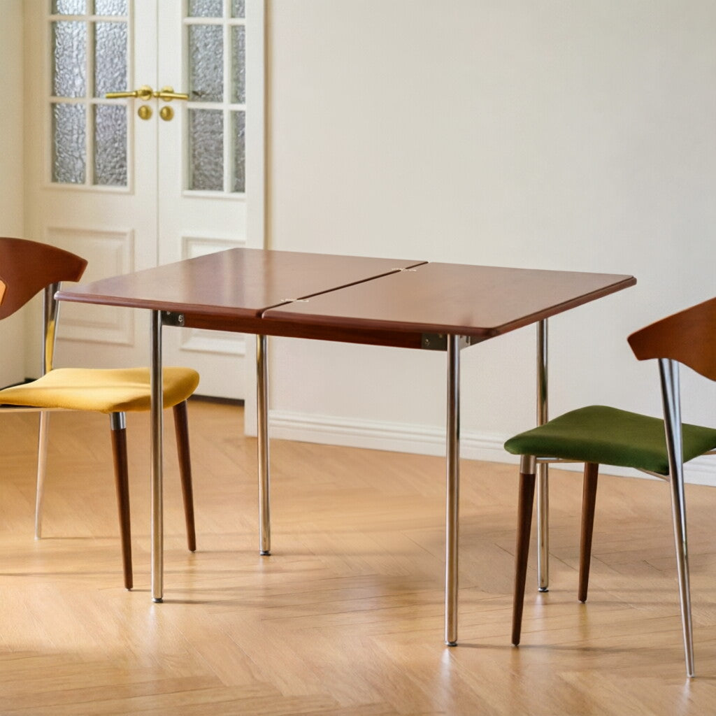 Mid-Century Solid Wood Foldable Dining Table