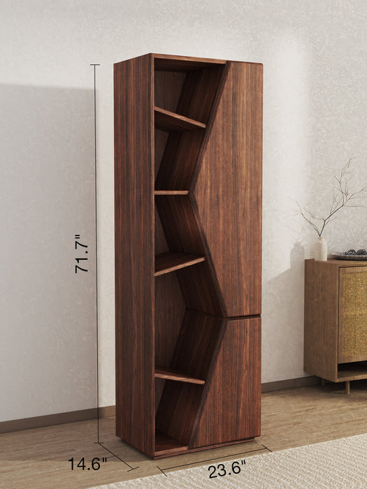 Wood Modern Geometric Bookcase Multi-Layer Storage Rack