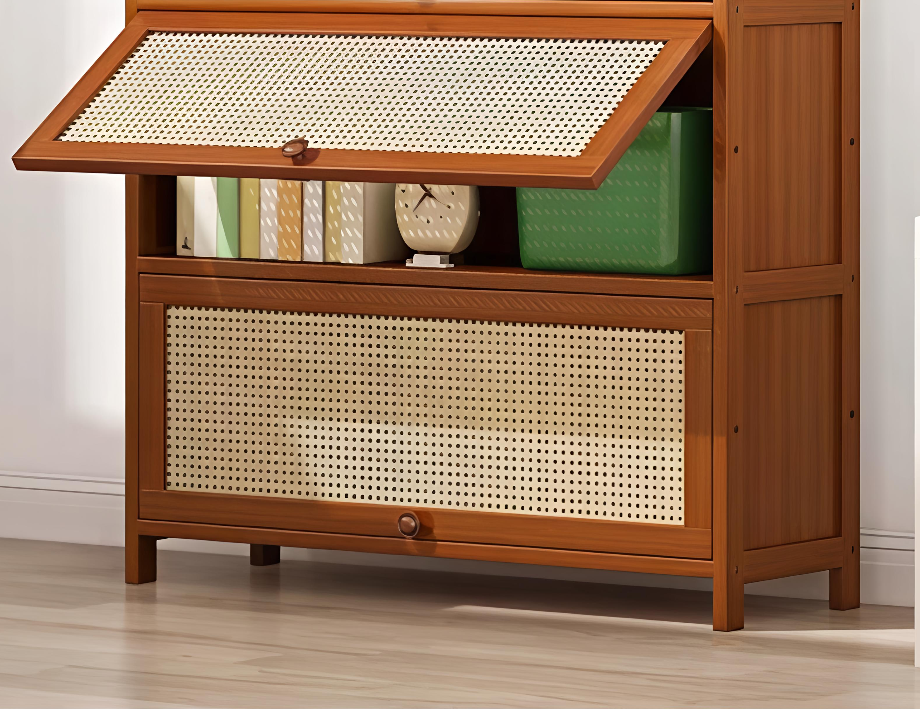 Flip-Top Rattan Cabinet