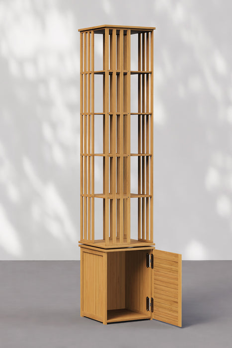 Floor-standing 360° Rotating Bookshelf with Storage Cabinets