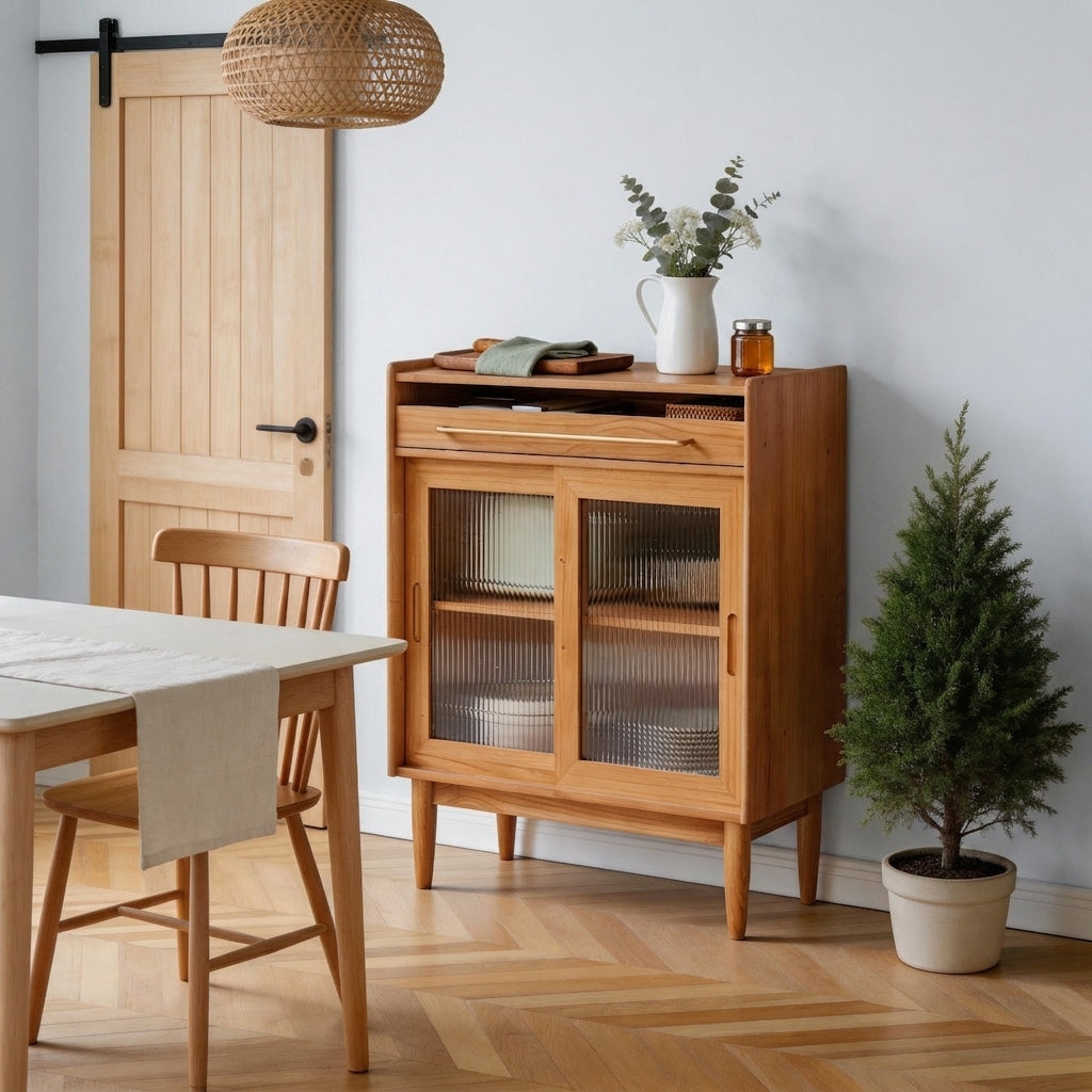Glass-Door Wood Cabinet