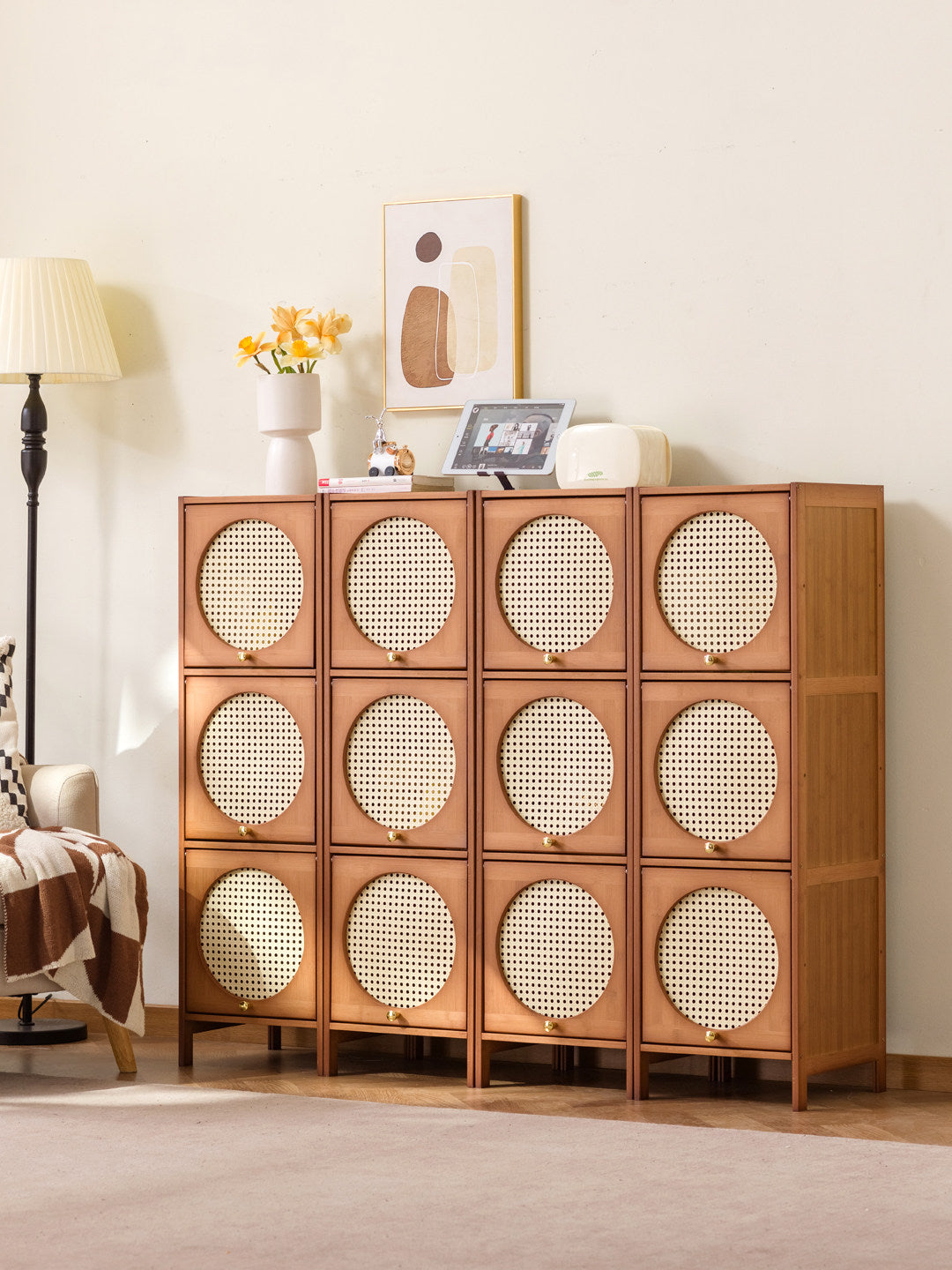 RattanOrb Three-Drawer Cabinet
