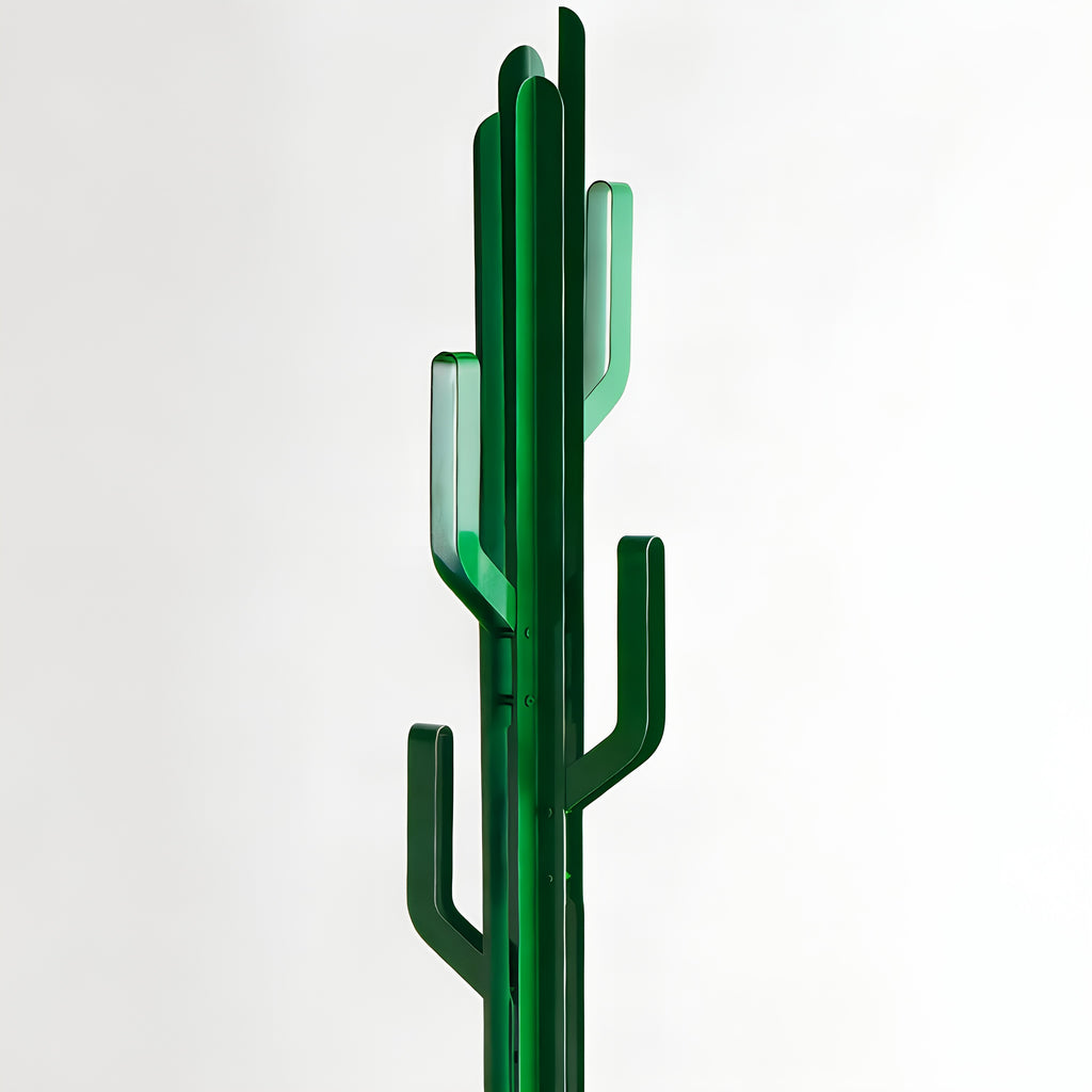 Modern Cactus-Inspired Green Metal Multi-Arm Coat Rack
