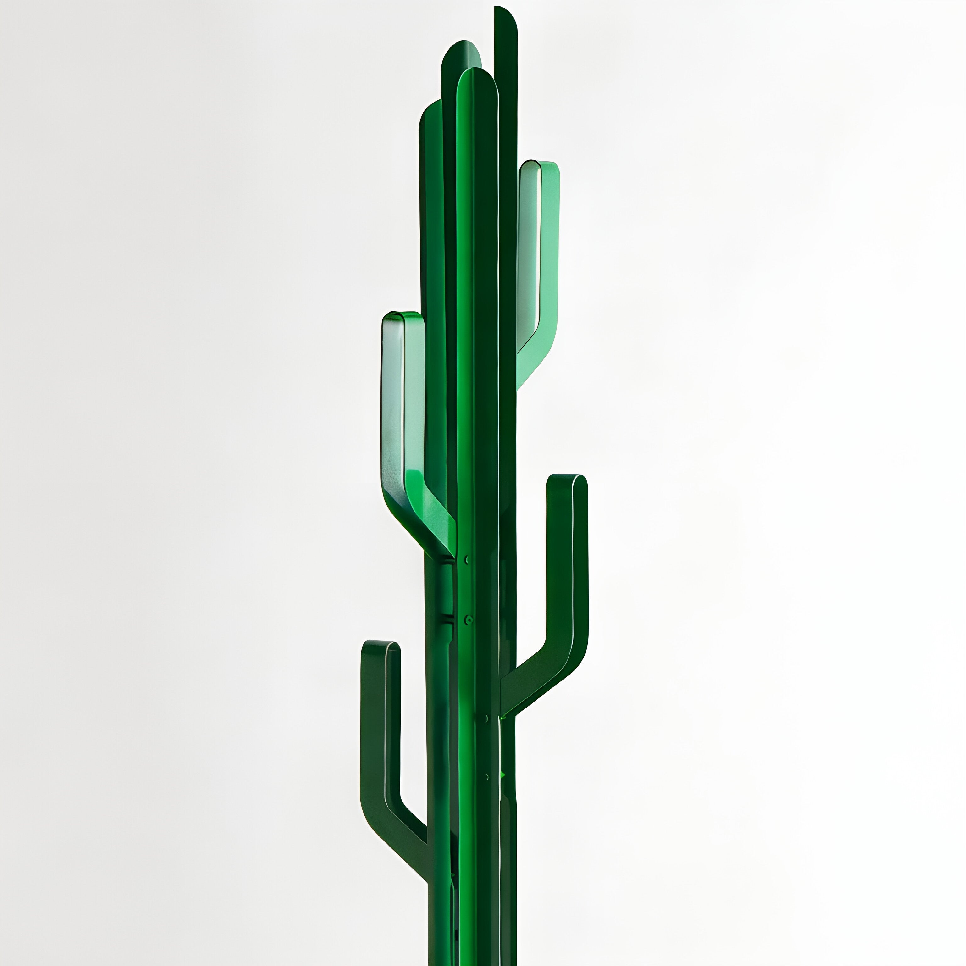 Modern Cactus-Inspired Green Metal Multi-Arm Coat Rack