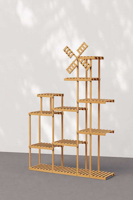Outdoor Multi Tier Plant Stand with Windmill Garden Decor