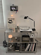 Mirror-Finish Stainless Steel X-Frame Three-Tier Display Stand