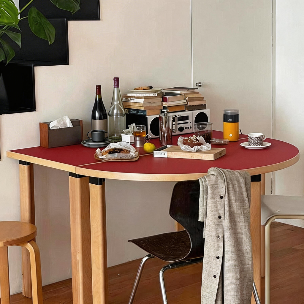 Semicircular Wall-Mounted Dining Table