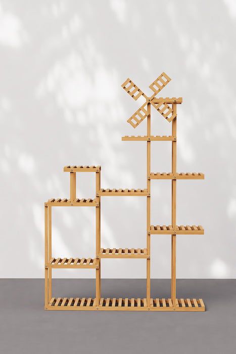 Outdoor Multi Tier Plant Stand with Windmill Garden Decor
