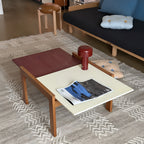 Modern Minimalist Wooden Sliding Dual-Tone Coffee Table