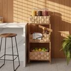 Natural Rattan Weave Three-Tier Compact Storage Display Stand