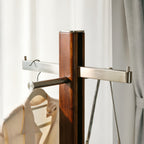 Contemporary Walnut Wood & Metal Integrated Coat Rack