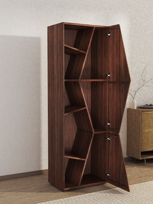 Wood Modern Geometric Bookcase Multi-Layer Storage Rack