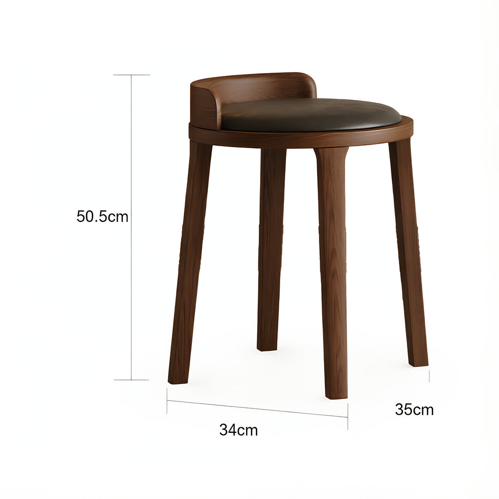 Modern Wooden Bar Stool with Upholstered Seat & Backrest