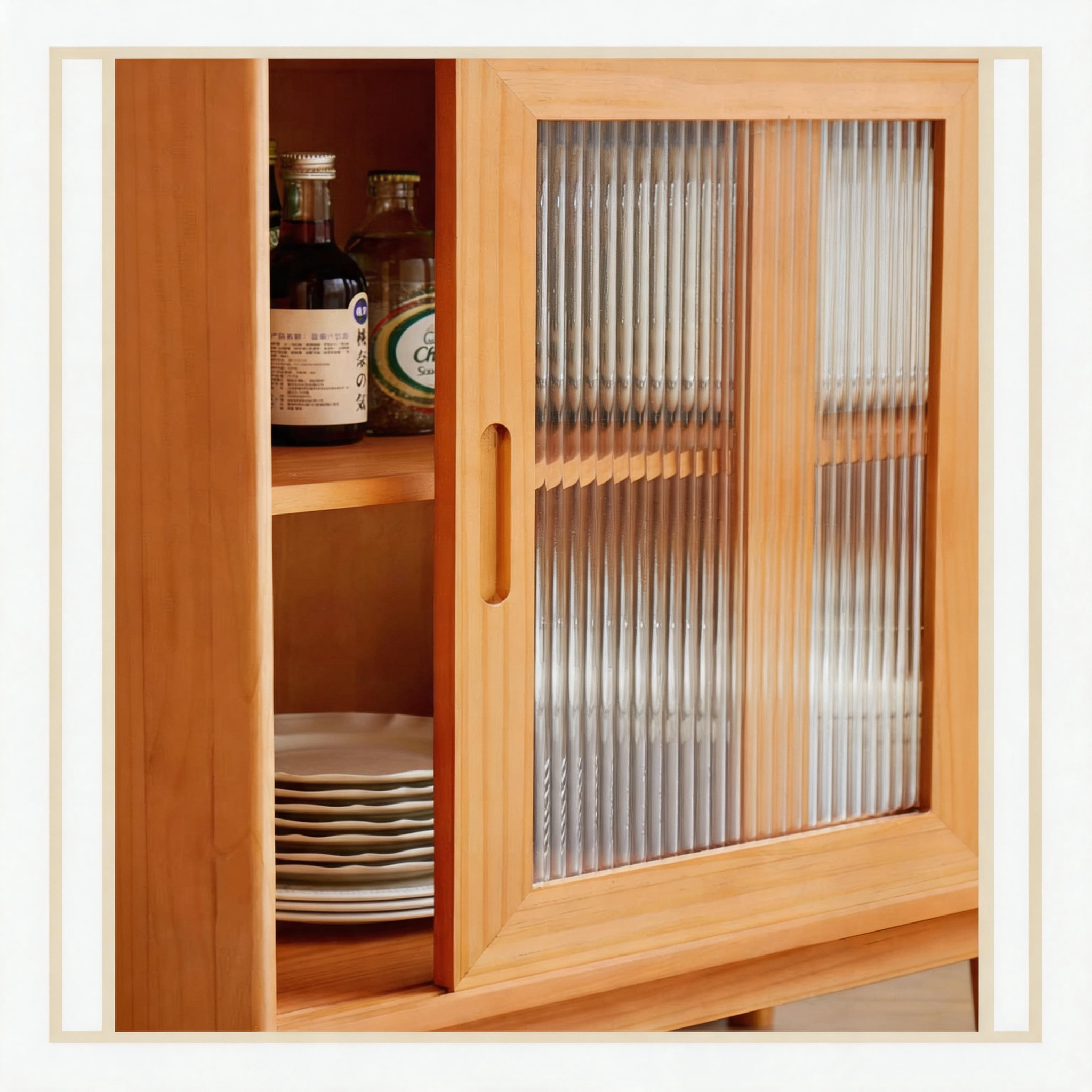 Glass-Door Wood Cabinet