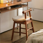 Wooden Stool with Detachable Bouclé Cushion & Drumstick Backrest