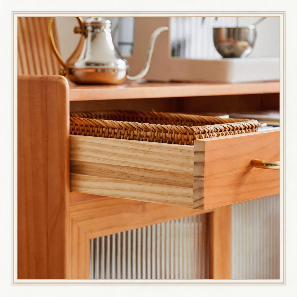 Glass-Door Wood Cabinet