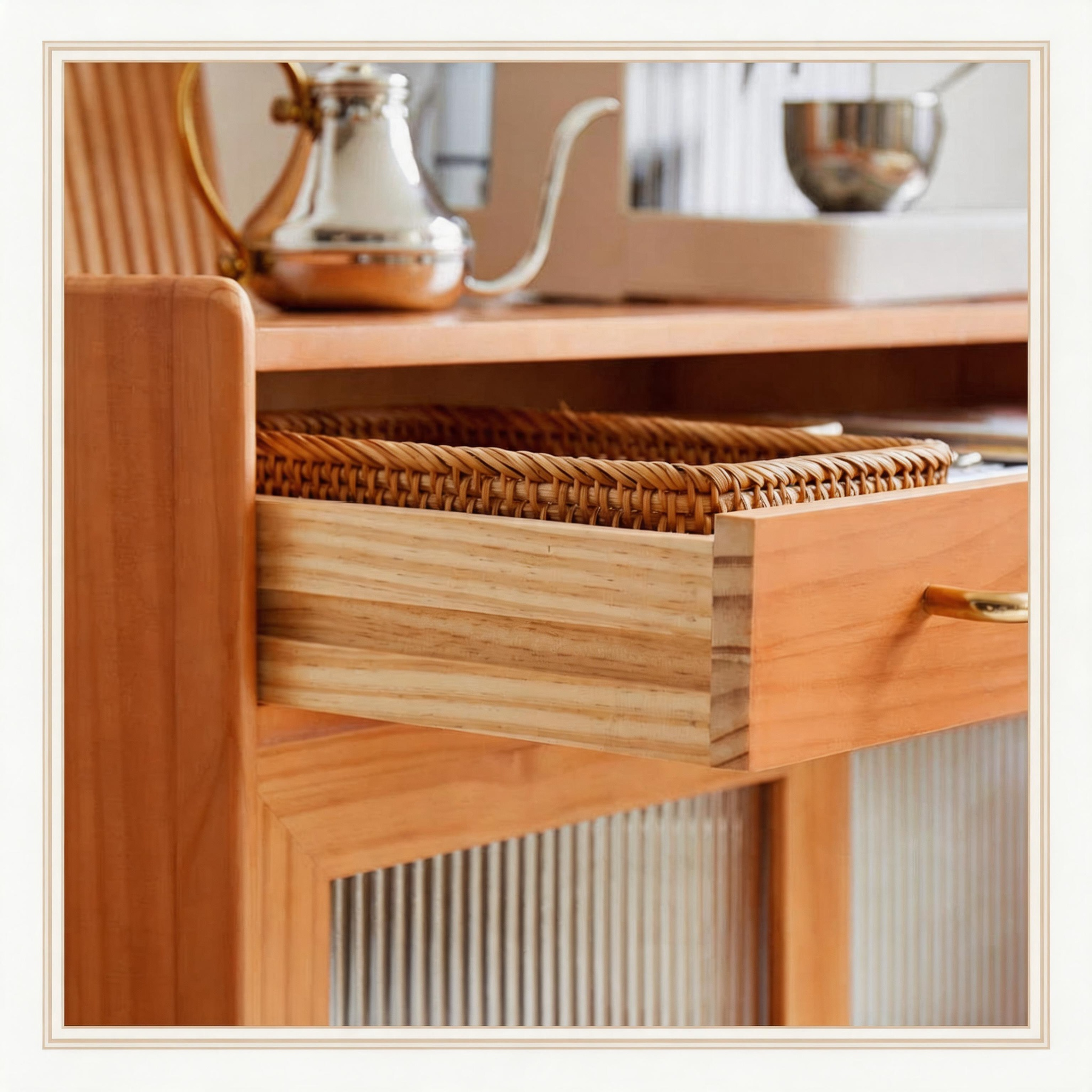 Glass-Door Wood Cabinet