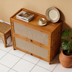 Flip-Top Rattan Cabinet