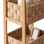 Natural Rattan Weave Three-Tier Compact Storage Display Stand