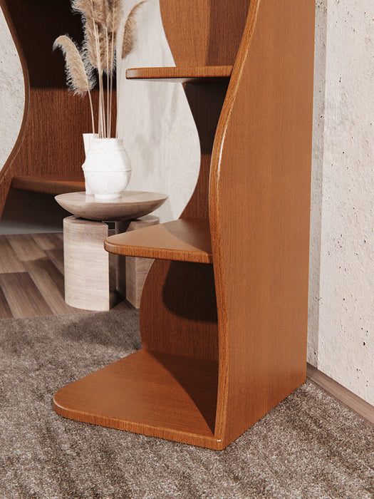 Rustic 5 Tiers Wall Corner Bookshelf Bookcase with Unique Shape