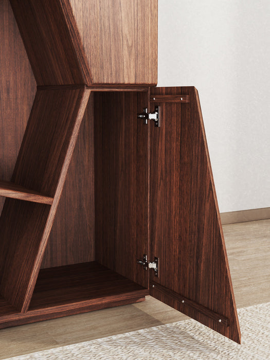 Wood Modern Geometric Bookcase Multi-Layer Storage Rack