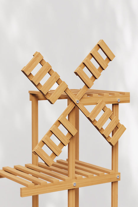 Outdoor Multi Tier Plant Stand with Windmill Garden Decor