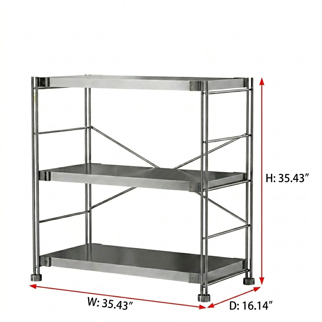 Mirror-Finish Stainless Steel X-Frame Three-Tier Display Stand