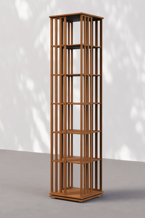 6 Tiers Corner 360° Rotating Bookshelf Brown for Living Room