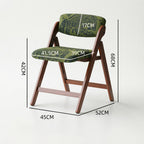 Mid-Century Folding Armchair – Solid Wood & Patterned Fabric