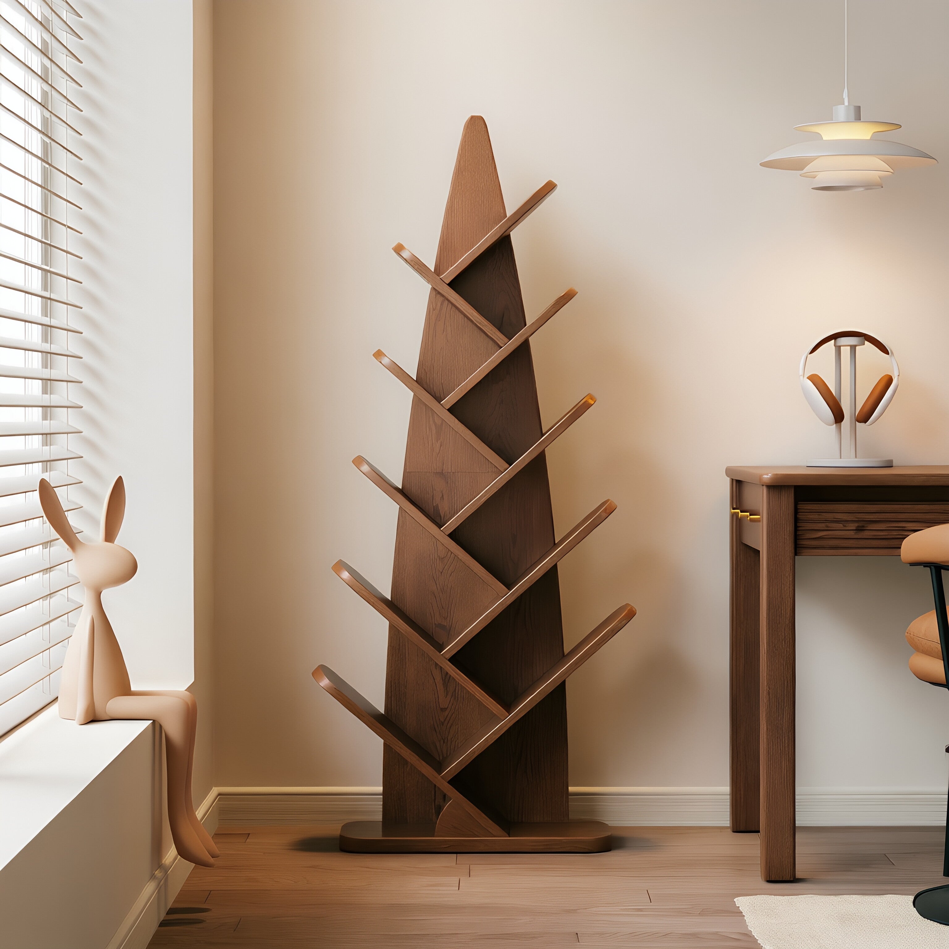 Z-Form Zoned Solid Wood Bookshelf