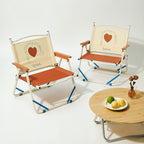 Foldable Canvas Lounge Chair with Wooden Arms