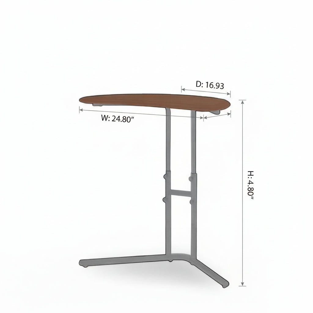 Modern Semicircular Wooden Side Table with Metal Legs