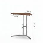 Modern Semicircular Wooden Side Table with Metal Legs