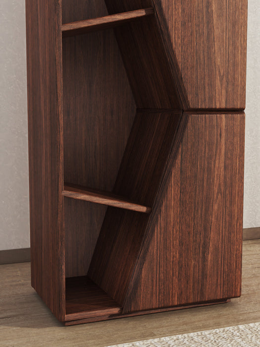 Wood Modern Geometric Bookcase Multi-Layer Storage Rack