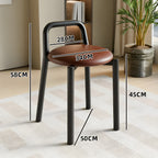 Modern Metal Stool with Integrated Handle & Leatherette Seat