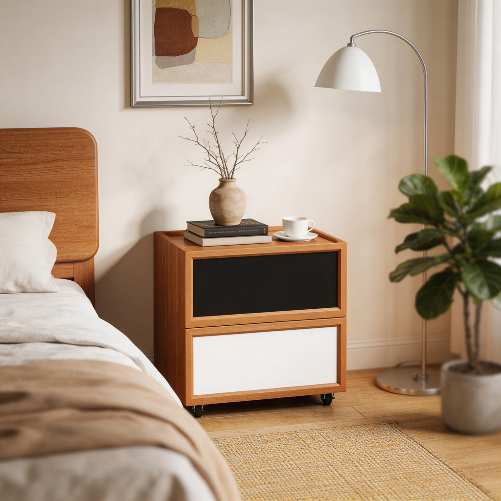 Two-Tone Wheeled Nightstand