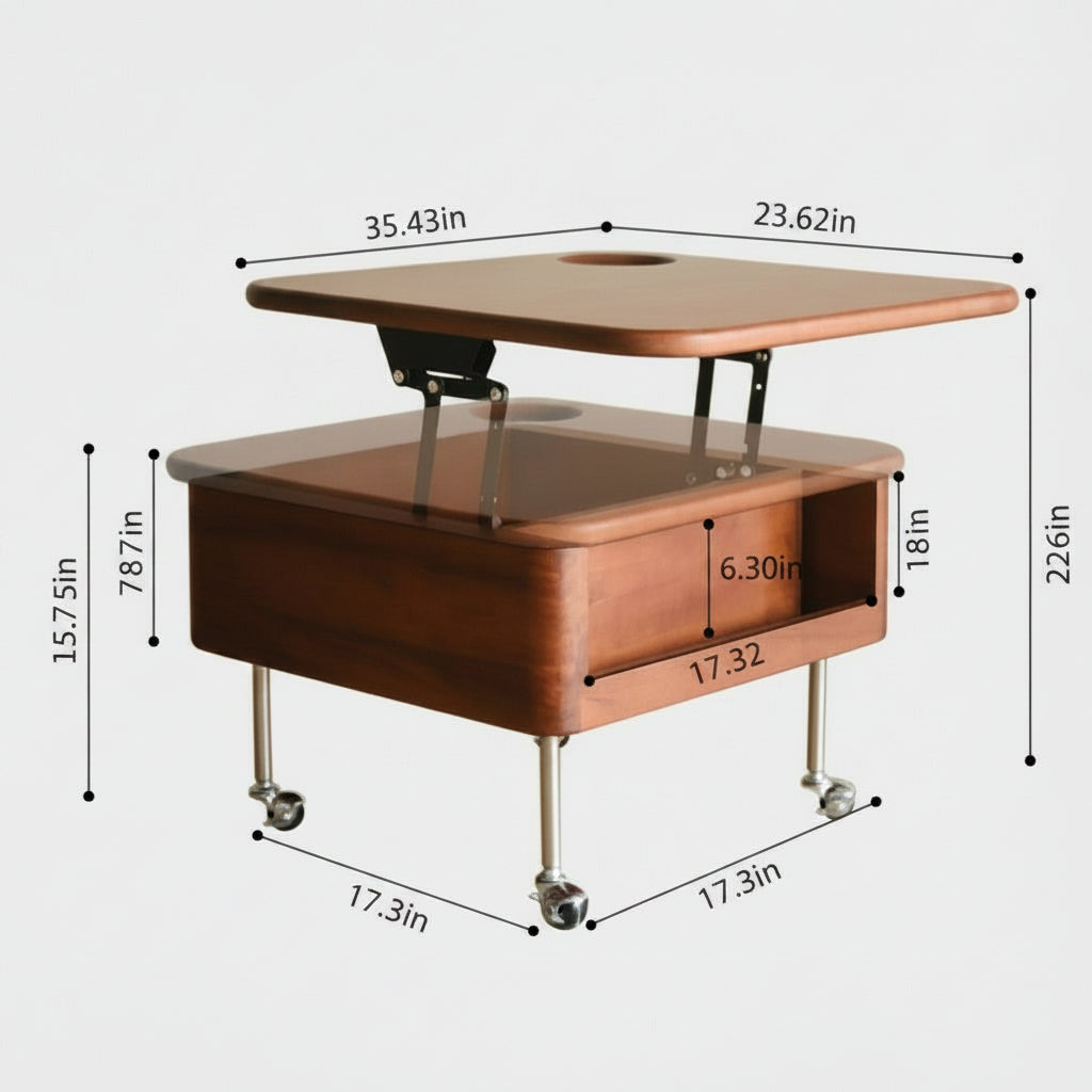 Adjustable Wheeled Side Table